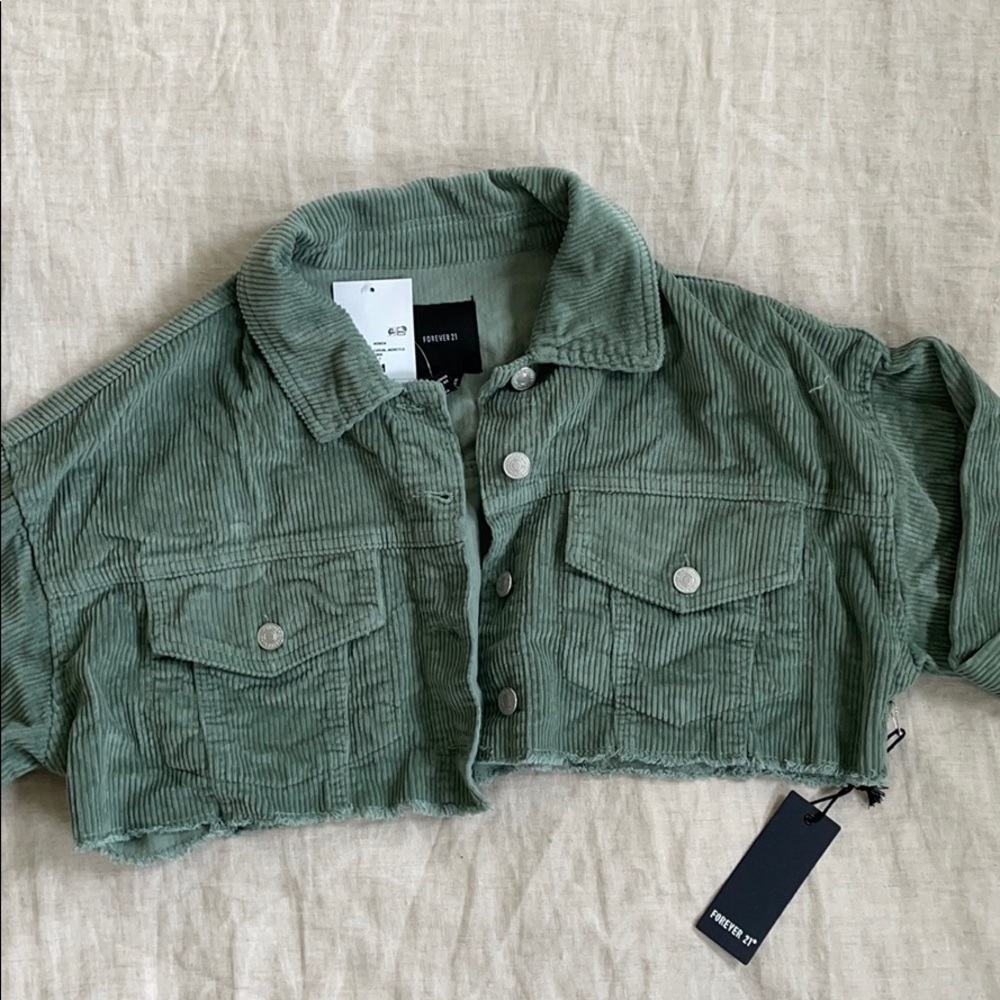 Cropped Frayed Corduroy Jacket